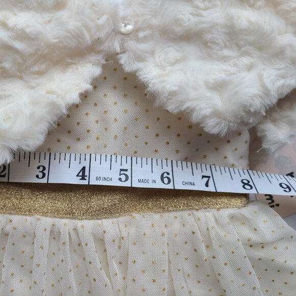 MIA AND MIMI Special Occasion NEWBORN Dress Tulle Lined Ivory Gold - Picture 2 of 9
